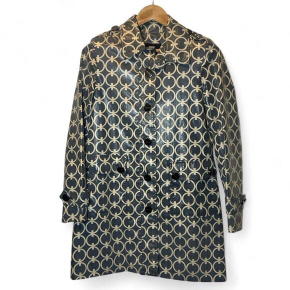 Miss Sixty Other - MIss Sixty M60 Women Small Dark Gray Beige All Over Print Epaulet Vent‎ Raincoat